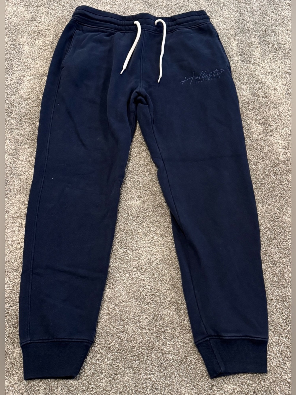Hollister Men's Dark Navy Drawstring Jogger Sweatpants